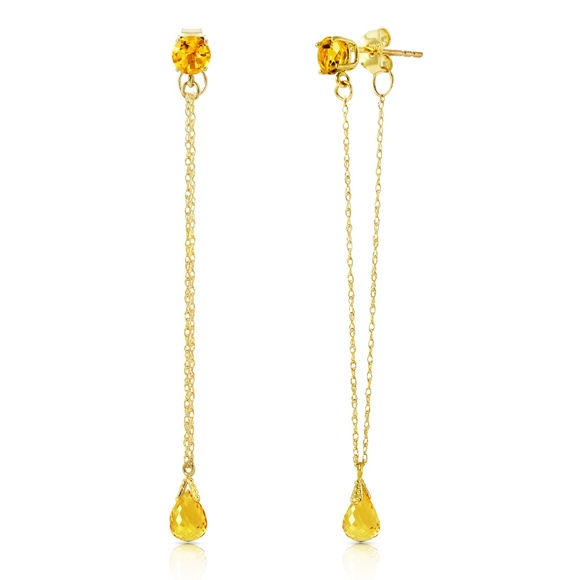 14K. SOLID GOLD CHANDELIER EARRINGS WITH CITRINES - Picture 3 of 5